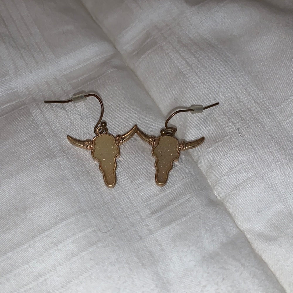 Boutique - Off White Drusy Stone - Earrings